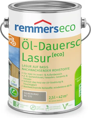 Produktbild von Remmers Öl-Dauerschutz-Lasur [eco] silbergrau (RC-970) 2,5 l, Holzlasur aussen