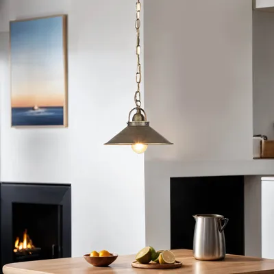 Produktbild von Pendelleuchte Messing massiv in Antik E27 Ø 25 cm Küche Esszimmer Hängelampe