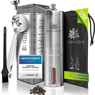 Produktbild von Famanu Handkaffeemühle aus Edelstahl - Mit keramischem Mahlwerk, stufenloser Mahlgradverstellung
