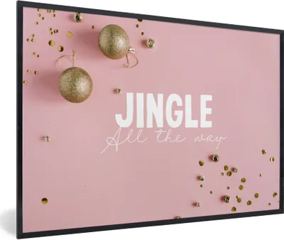 Produktbild von MuchoWow® Gerahmtes Poster Winter - Rosa - Gold 90x60 cm - Poster mit Schwarzem Bilderrahmen Wandposter Rahmen Foto Bilder - Fotorahmen - Foto-Plakat