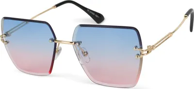 Produktbild von styleBREAKER Damen Sonnenbrille ohne Rahmen mit eckigen Polycarbonat Gläsern und Diamantschliff | UV400 Verlaufstönung | Metallbügel verstellbare Nasenpads
