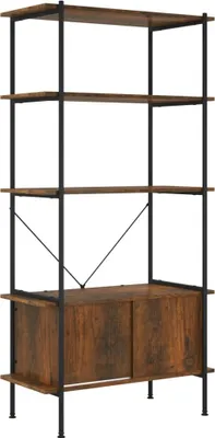 Obrázek produktu pro vidaXL Regál s 5 policemi a skříňkou 80x40x163 cm výrobek z oceli odvozený od dřeva