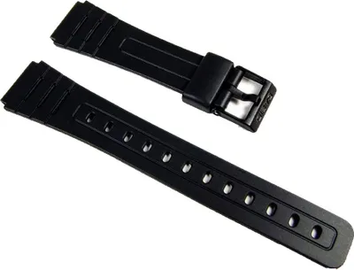 Two black watch straps on a white background.