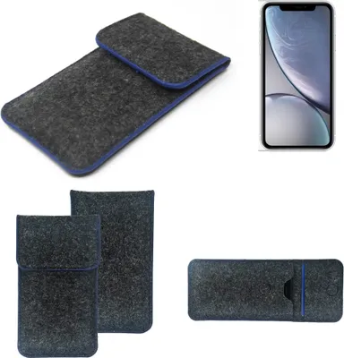 Produktbild von K-S-Trade Handy-Hülle Schutz-Hülle kompatibel mit Samsung Galaxy Note 9 Filztasche Pouch Tasche Case Sleeve Filzhülle dunkelgrau, blauer Rand