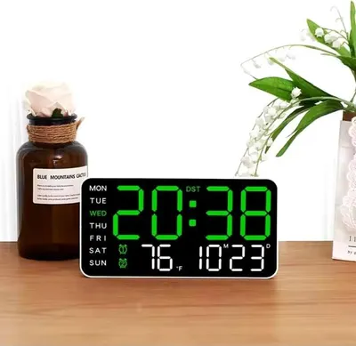 Produktbild von LED-Digital-Wanduhr, Temperatur, Datum, Woche, Schlummerfunktion, Doppelalarm, Helligkeitseinstellung, Sprachsteuerung, Schlafzimmerdekoration