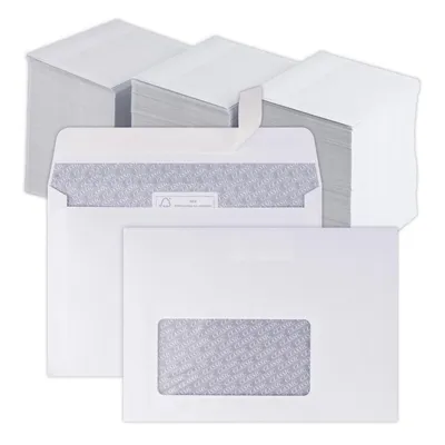 Image de 100 pièces Enveloppes - Enveloppes C6 avec fenêtre - 114x162 mm - Enveloppes d'expédition - blanc - fermeture adhésive Haftfix - Enveloppe - Papier