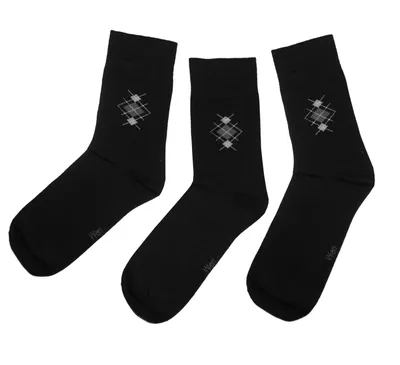 Produktbild von Herren Business Socken 3-er Pack aus Baumwolle Rhombe Schwarz Größe 43-46