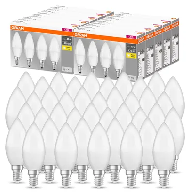 Productafbeelding van Osram LED Base Classic B, in de vorm van een kaars met E14-fitting, niet dimbaar, vervangt 4 traditionele lampen
