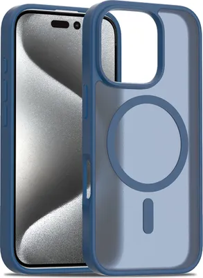Immagine prodotto di Custodia magnetica per iPhone 15 Pro Max, compatibile con MagSafe, retro traslucido opaco, resistente agli urti Blu scuro