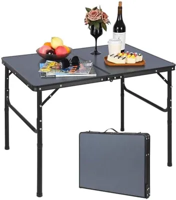 Produktbild von Famanu Klapptisch mit verstellbarer Höhe - Leichte Campingtafel für Innen und Außen 90 x 60 cm