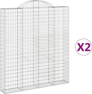 Imagen del producto de vidaXL: 2 gabiones con forma de arco, 200x30x220/240 cm, hierro galvanizado
