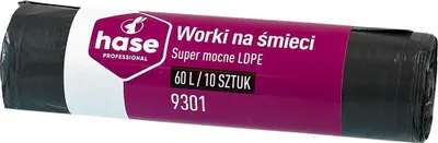 Zdjęcie produktu dla Worki na śmieci 60l HASE LDPE 10 szt. czarne