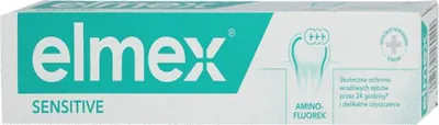 The image shows the front packaging of Elmex Sensitive toothpaste.