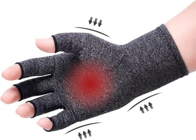 Produktbild von 2er-Pack Kompressionshandschuhe zum Schutz des Handgelenks bei Arthritis – Zur Schmerzlinderung – Bei Videospielen und Arthrose – Größe M – Grau, –