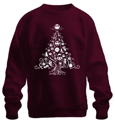 Produktbild von Nightmare before Christmas Weihnachtsbaum - Weihnachten Sweatshirt Pullover, Burgundy, L