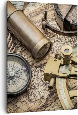Produktbild von Bild auf Leinwand - Leinwandbild - Einteilig - Kompass Kompass Karte - 50x70cm - Wand Bild - Wanddeko - Wandbilder - Leinwanddruck - Wanddekoration - Leinwand bilder - Wandbild - PA50x70-3730