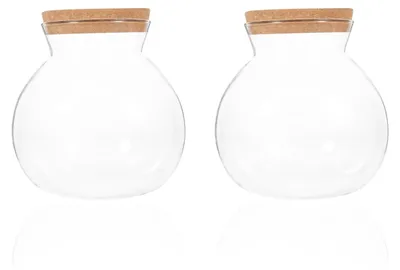 2er-Set runde Glasdosen 500 ml mit Korkdeckel, luftdicht