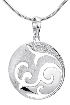 Produktbild von MATERIA Damen Kettenanhänger rund Silber 925 - Anhänger Ornamente mit Kette matt + rhodiniert in Schmuck Box