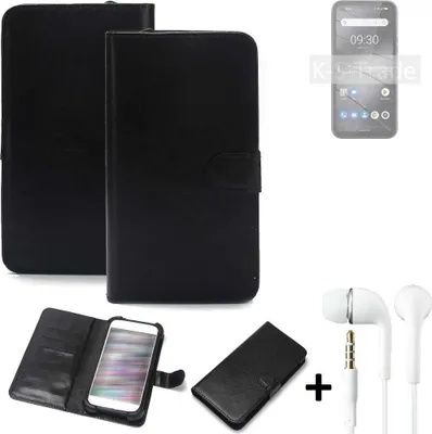 Produktbild von K-S-Trade Wallet Case Handyhülle kompatibel mit Gigaset GX6 Schutzhülle Flip cover Flipstyle Tasche Hülle Flipcover Slim Bumper schwarz + in ear