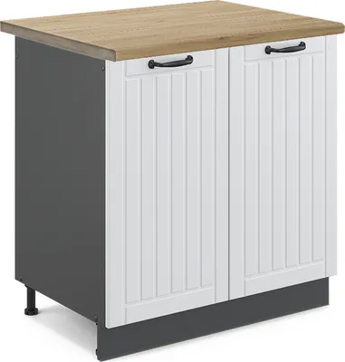 Produktbild von Spülenunterschrank Vicco Fame-Line Weiß Landhaus 80 cm , AP Eiche, Model 46773
