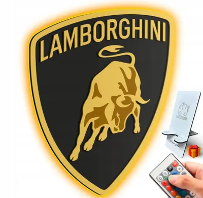 Immagine prodotto di Decorazione da parete 3D LED Lampada Logo Lampada da parete Lamborghini Decorazione 50x44 cm
