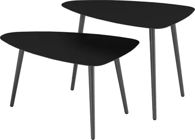 Immagine prodotto di Set di 2 tavolini da salotto, tavolino da balcone in acciaio resistente alle intemperie, tavolino dal design geometrico, tavolo da giardino e da terrazza