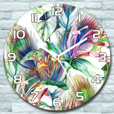 Produktbild von Wanduhr aus Glas Rund fi 30 Tropischer Dschungel Quarz Deko Schlafzimmer Büro