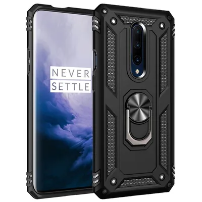 Obrázek produktu pro OnePlus 7 Pro Pouzdro s Kroužkem, Dvouvrstvé Tvrdé PC TPU, Nárazuvzdorné Pouzdro s Stojánku pro OnePlus 7 Pro černé
