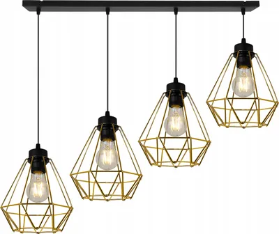 Obrázok produktu pre Light-Home Corral Závesné svietidlo - Stropné svietidlo Industrial - Kovové závesné svietidlo - 4 plamene, čierna a zlatá