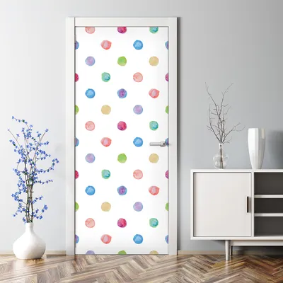 Produktbild von Dekorative Türaufkleber selbstklebend Klebefolie Dekorfolie Türtapete Bunte Punktmuster 85 x 200 cm