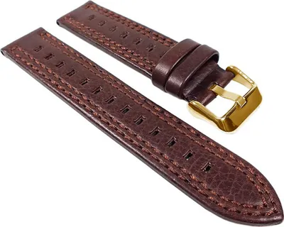 Produktbild von Kansas Ersatzband Uhrenarmband Kalbsleder Braun mit Doppelnaht 23402G, Stegbreite:20mm