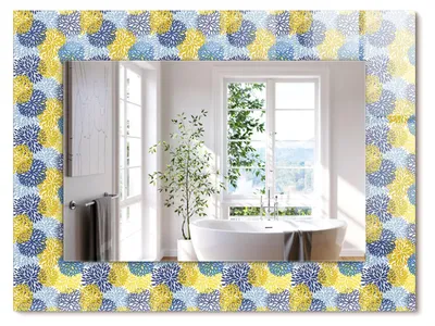 Produktbild von Farbige Blumenmuster – Rechteckiger Spiegel mit Druck 80x60 cm – Modern - Dekorativ für die Wand
