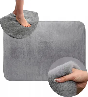 Produktbild von Domarex Weicher Badezimmerteppich Antirutsch Waschbar Badteppich Komfort Shaggy, Grau 40x60cm