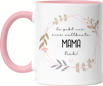 Produktbild von Es Gibt Nur Eine Weltbeste Mama Dich Tasse Rosa Blumen Motiv Muttertag Geschenkidee