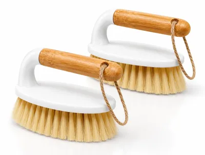 Schrobborsten 2er-Pack mit Bambusgriff, Nylonborsten, 15x7x10 cm