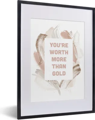 Produktbild von Poster mit Rahmen - Zitate - Abstrakt - Gold - 30x40 cm - Poster mit zchwarzem Bilderrahmen