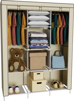 Produktbild von Coemo faltbarer Kleiderschrank 130 x 45 x 175 cm Stoffschrank SCHWARZ