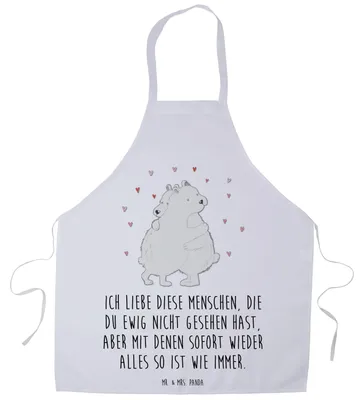 Produktbild von Mr. & Mrs. Panda Kochschürze Eisbär Umarmen - Weiß - Geschenk, Lustige Sprüche, Küchenschürze, Schürze, Gastro-Schürze, Latzschürze, Küchenzubehör