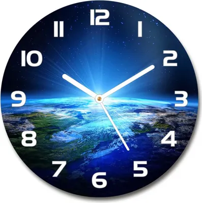 Produktbild von Wanduhr aus Glas 30fi Glasbild Glasuhr Gehärtetes Glas - weisse-zeiger - Planet Earth