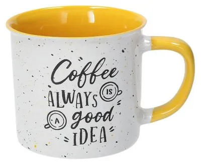 Obrázek produktu pro Kávový hrnek 350 ml Happy Coffee kamenina „Káva je vždy dobrý nápad.“