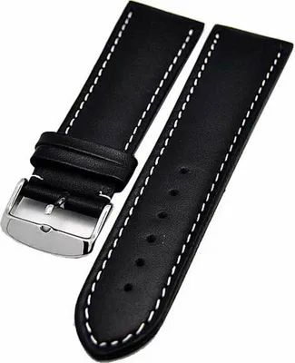 Produktbild von Uhrenarmband schwarz mit weisser Naht 20mm Kalbleder NEU