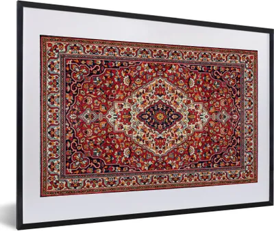Produktbild von MuchoWow® Gerahmtes Poster Persische Teppiche - Teppiche - Muster - Rot 60x40 cm - Poster mit Schwarzem Bilderrahmen Wandposter Rahmen Foto Bilder - Schlafzimmer - Plakat in Rahmen - Drucken