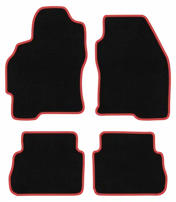 Productafbeelding van Velours automatten voor Ford Mondeo MK1 1992-1996 (stationwagen/sedan/liftback/hatchback) – 4-delig, zwart/rood, op maat – Wielganizator CARLUX