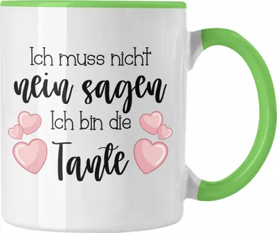 Produktbild von Trendation - Tante Tasse Geschenk für Beste Tante Kaffeetasse Geschenkidee Tante Geburtstag Lustig Ich Muss Nicht Nein Sagen Ich Bin Die Tante (Grün)
