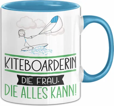 Produktbild von Kiteboarderin Geschenk Tasse Becher Die Frau Die Allen Kann Geschenkidee für eine Kiteboarderin Lustig (Blau)