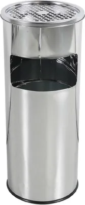 Produktbild von Standaschenbecher mit Müllfach Edelstahl Zigaretten Standascher Silber klein