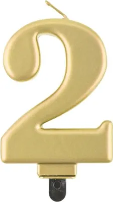 Zdjęcie produktu dla Świeczka cyferka 2, metalik złota, 8 cm