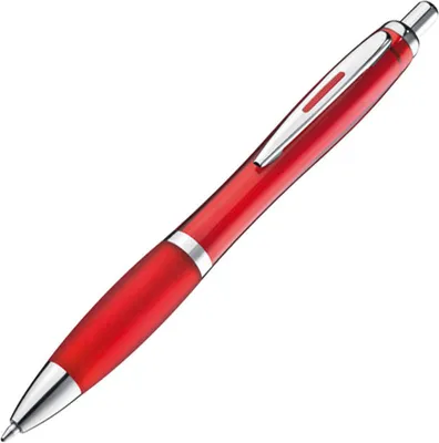 Produktbild von 25x Kugelschreiber / transparent mit Metallclip / Farbe: transparent rot