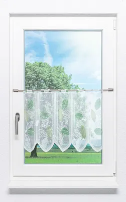 Produktbild von Scheibengardine Lysel - Laubblätter  (Bx H) 60cm * 45cm Grün/minzgrün