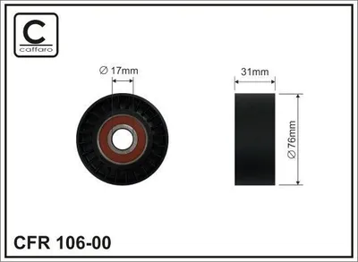 Produktbild von CAFFARO 106-00 Umlenkrolle Keilrippenriemen 76mm für CITROËN C1 (PM, PN) für CADILLAC Seville V